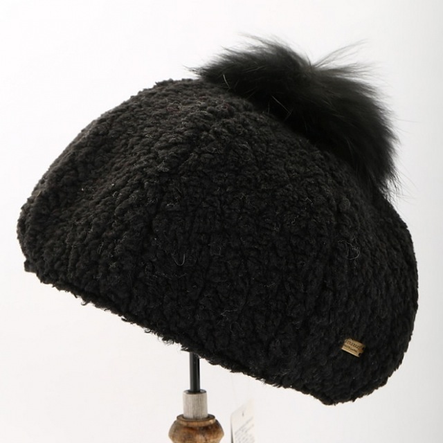ファー付きベレー帽