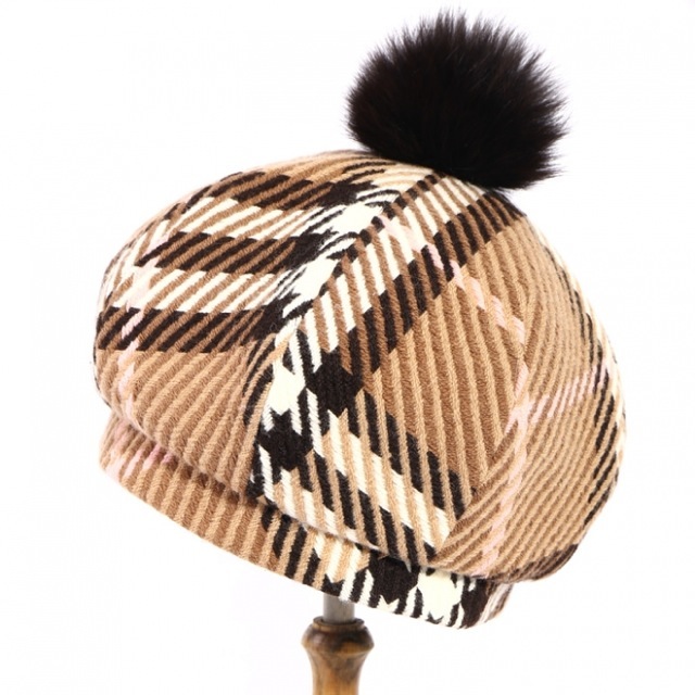 チェック柄キャスケット