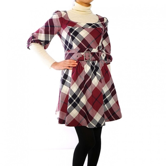 ベルト付フレアワンピース