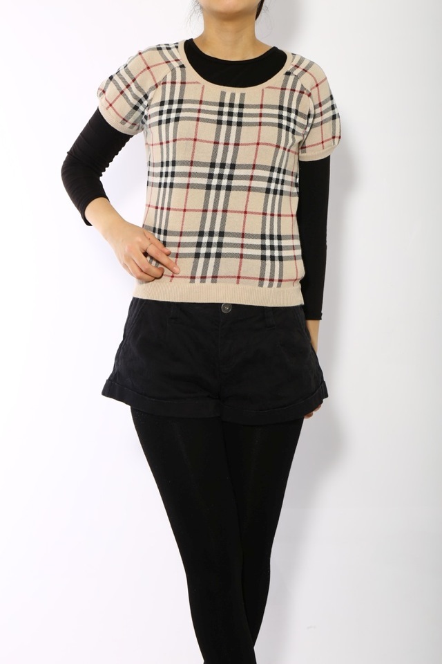 半袖英国チェックセーター
