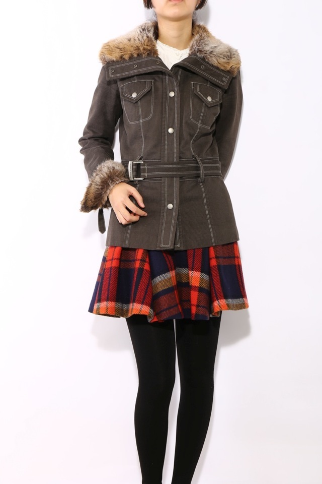 ファー付コーデュロイコート