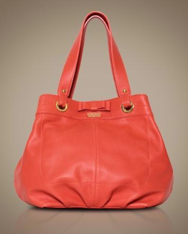 リボンデザインショルダーバッグ コーラルオレンジ