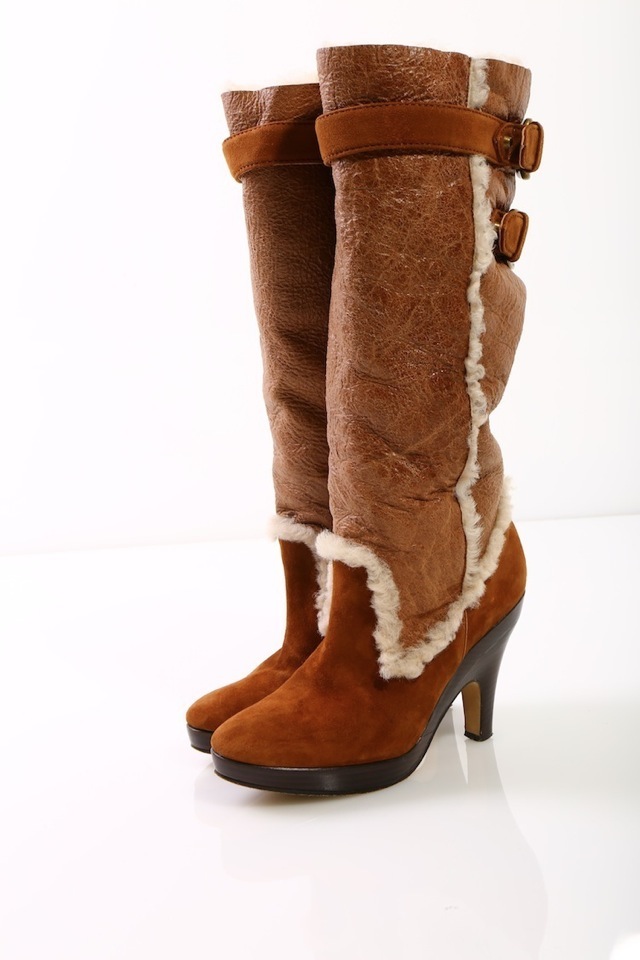 ボア付きロングブーツ