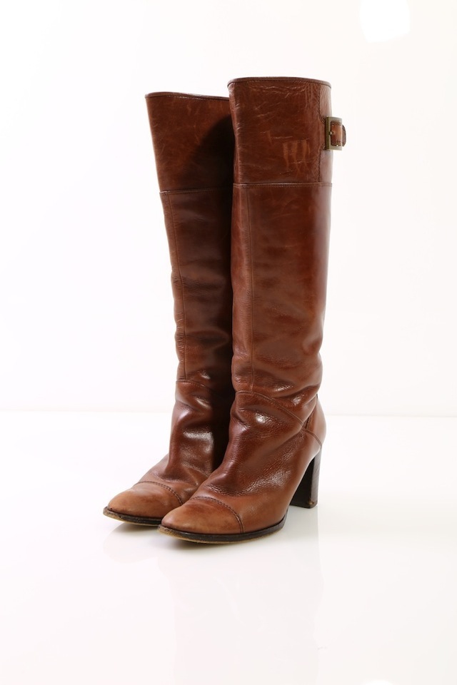 ブラウンレザーロングブーツ