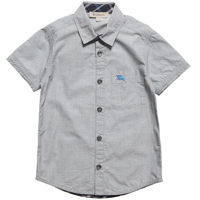 ホースロゴ入りブルーコットンシャツ