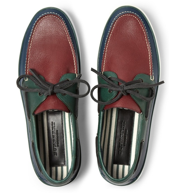 カラ—ブロックボートシューズ