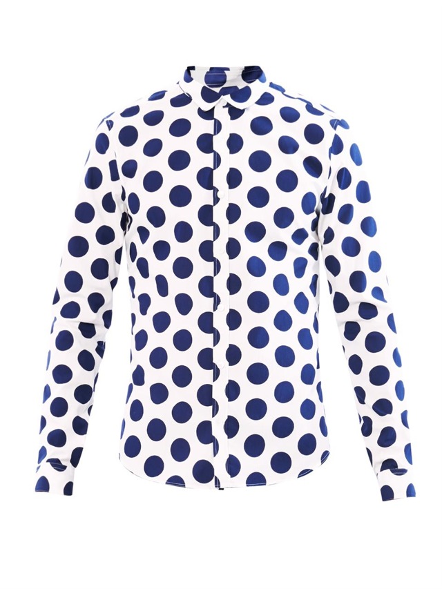 ポルカードットプリントコットンフォーマルシャツ