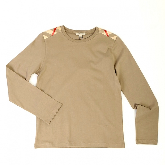 肩チェック柄カットソー