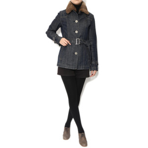 ファー付きデニム